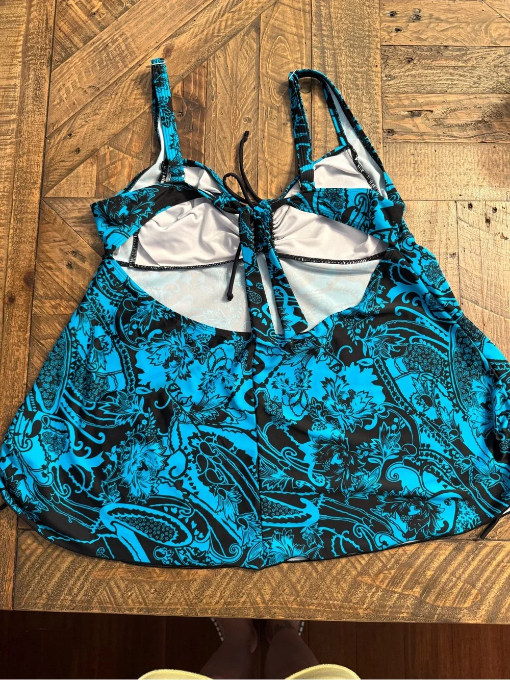 Source Unknown Black & Blue Paisley Floral Tankini Top - Women’s Swim Bikini